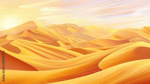 Exotic Desert Landscape With Golden Sands