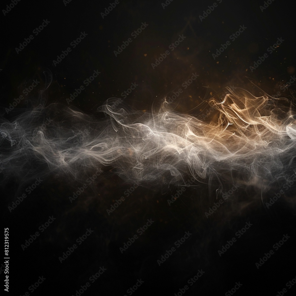 White and Yellow Smoke Billowing on Black Background White and Yellow Smoke Billowing on Black Background