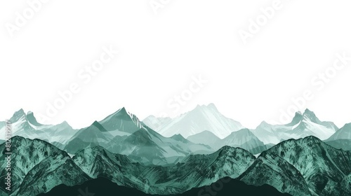 A Minimalist Illustration Of Green Mountains Against A White Background