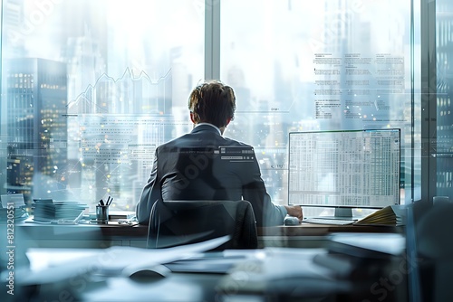 Commercial Loan Officer's Busy Desk in Financial Hub