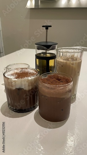 Hot drinks on the table at restaurant