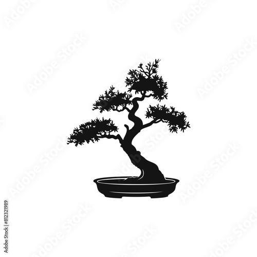 a black and white drawing of a bonsai tree