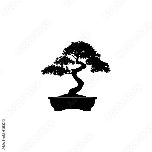 a black and white drawing of a bonsai tree