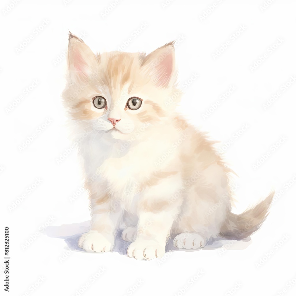 A cute kitten with big eyes and a fluffy tail