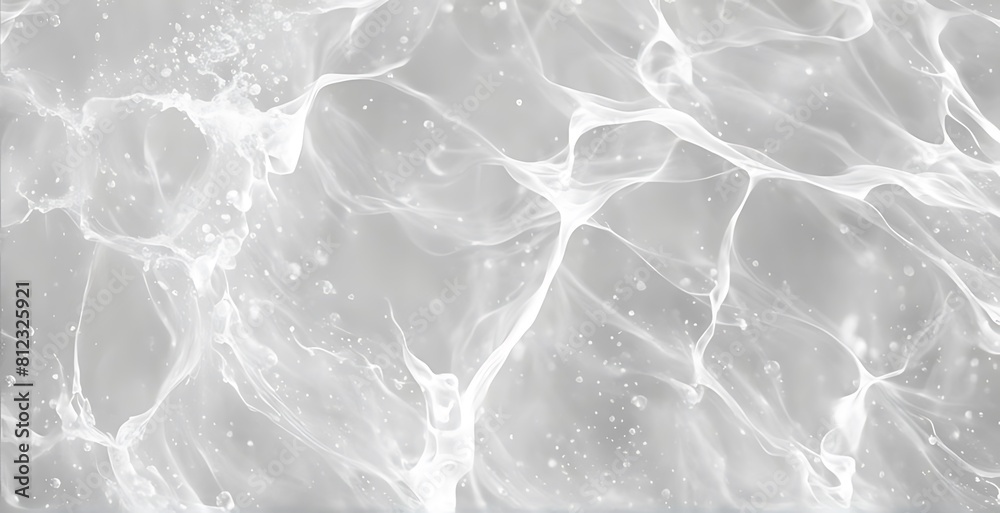 Fototapeta premium White water wave texture background, Closeup of desaturated transparent clear calm water surface texture with splashes and bubbles. Trendy abstract nature background. banner poster template 