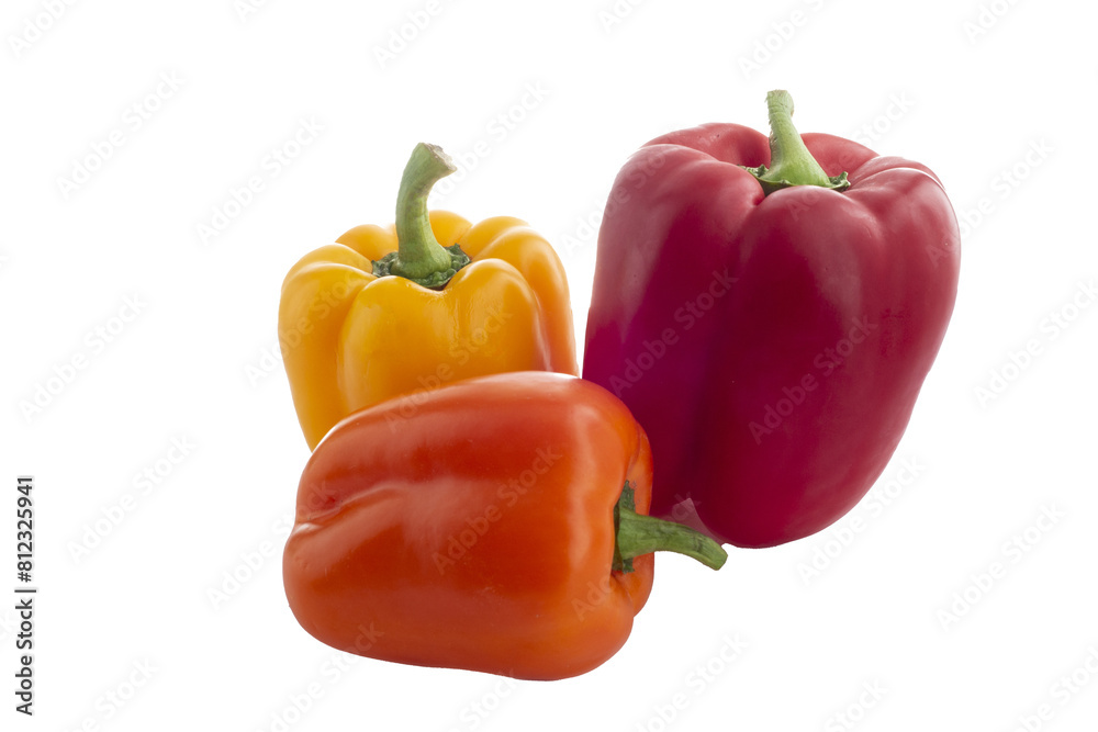 PSD of three bell peppers of different colors without background PSD of three bell peppers of different colors without background