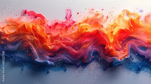 Liquid cloud of ink in bright colors on a white background. Abstract background for banner or web design. Generative AI