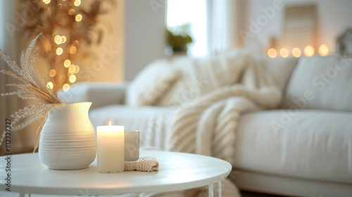 Living Room With Candles on Table
