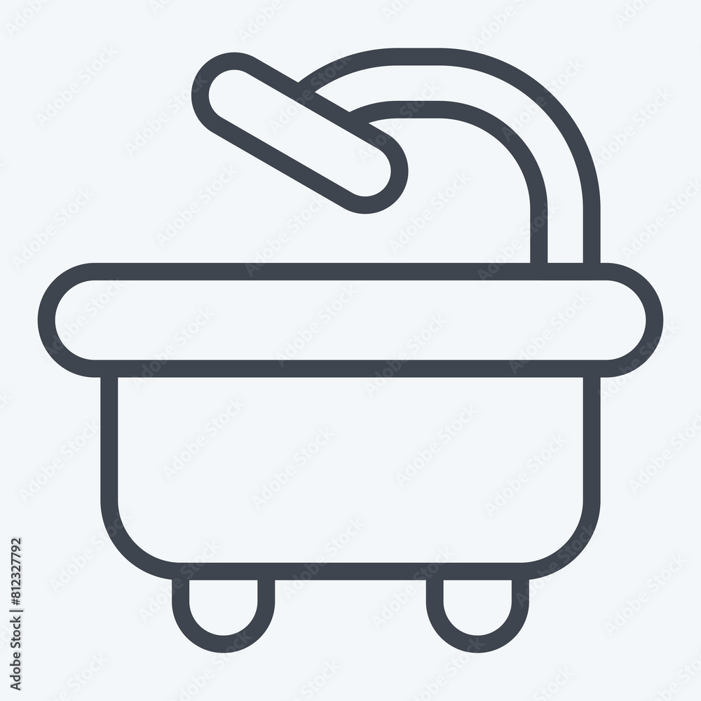 Icon Bathtub. related to Hygiene symbol. line style. simple design illustration Icon Bathtub. related to Hygiene symbol. line style. simple design illustration