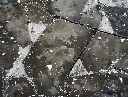 Closeup of Broken Paver with White Chips and Dust

 photo