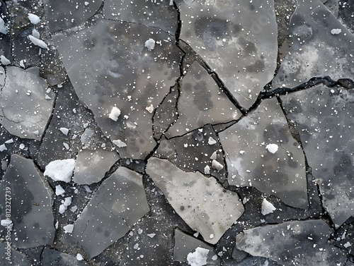 Closeup of Broken Paver with White Chips and Dust

 photo
