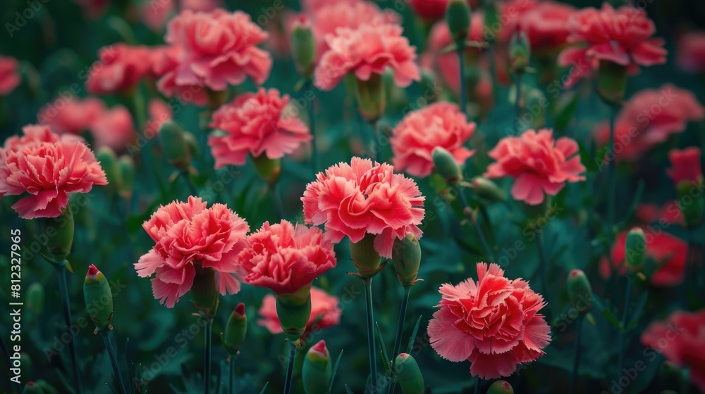 Carnation blooms in the garden