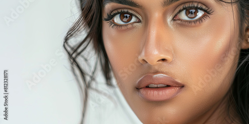 portrait of an attractive young Indian woman with beautiful eyes, generative AI