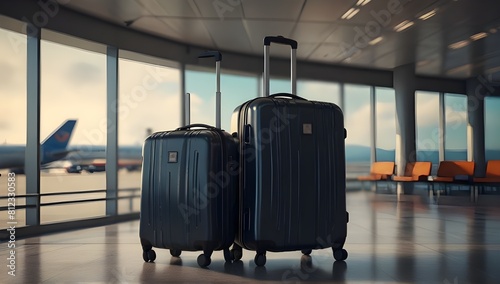 Suitcases in airport. Travel concept. 3d rendering © Mudassir