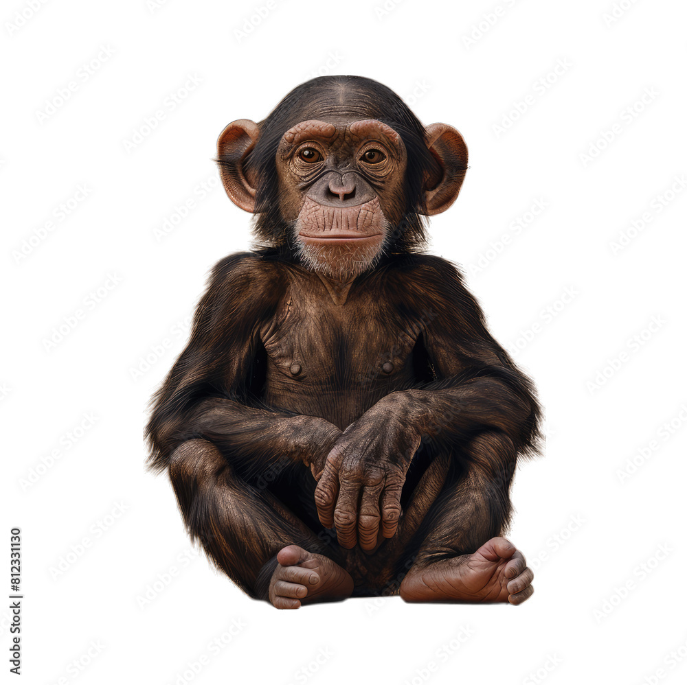 Fototapeta premium Adorable monkey with fluffy fur, isolated on a transparent background