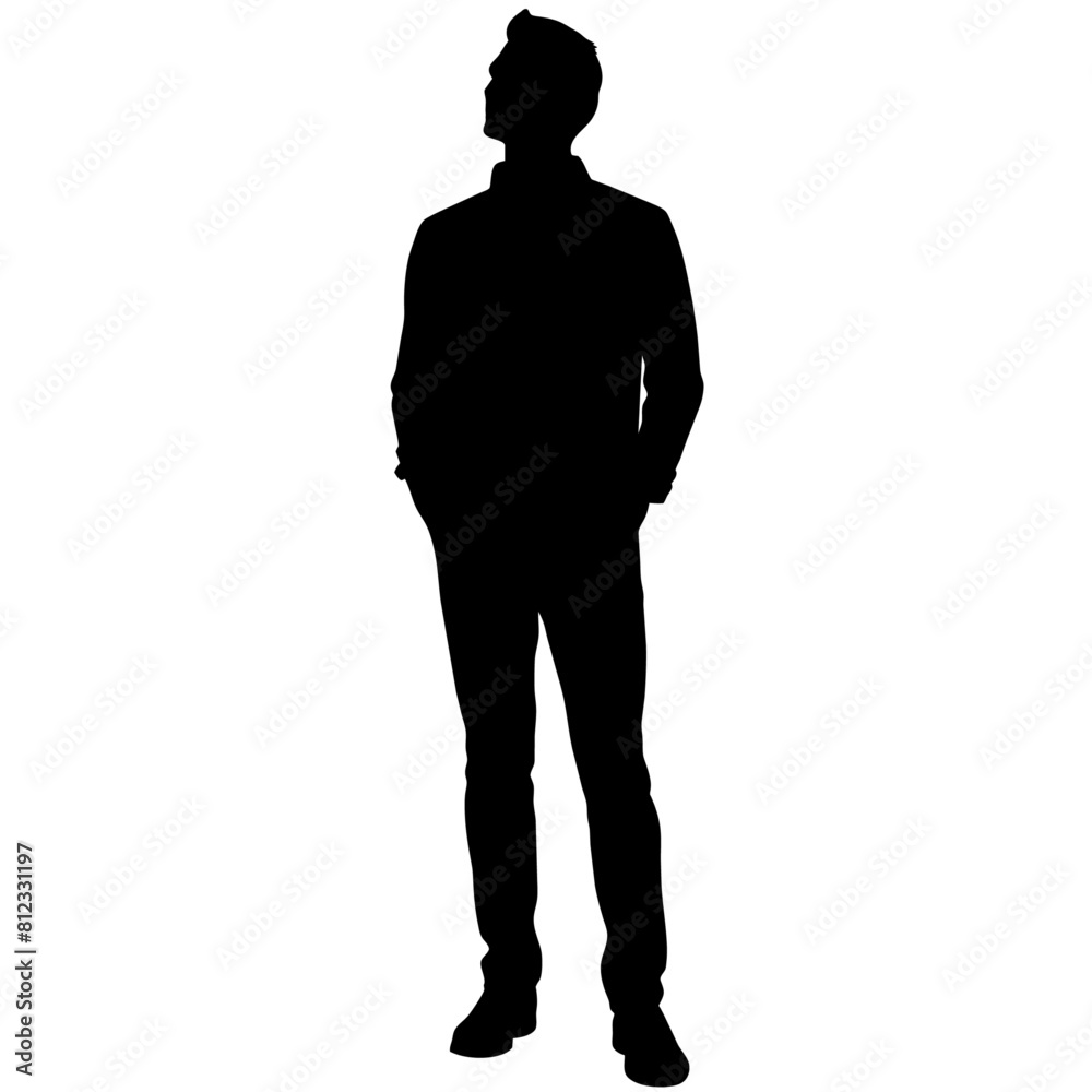 A man look up vector silhouette black colour illustration isolated white background A man look up vector silhouette black colour illustration isolated white background