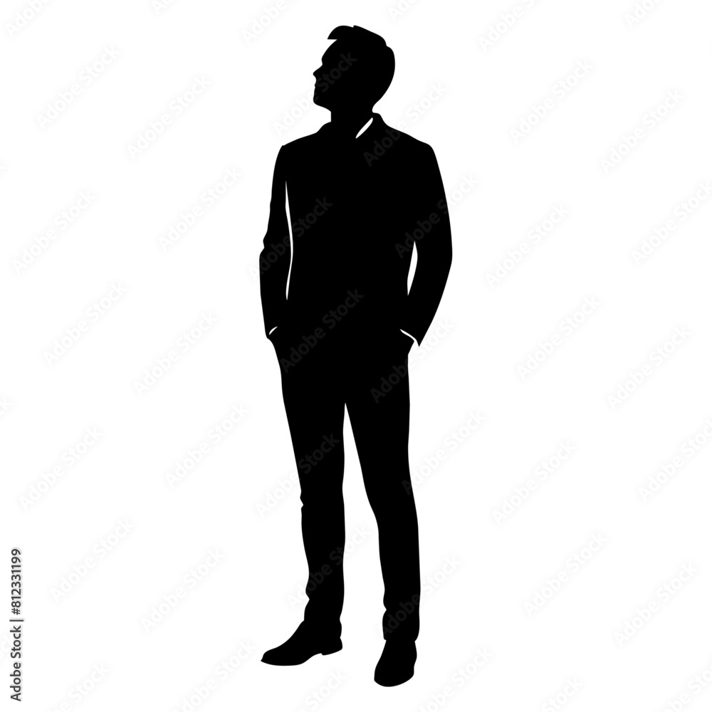 A man look up vector silhouette black colour illustration isolated white background A man look up vector silhouette black colour illustration isolated white background