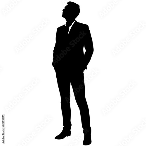 A man look up vector silhouette black colour illustration isolated white background