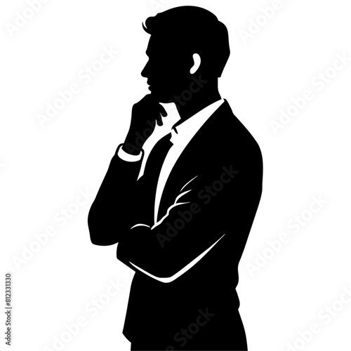 A man look up vector silhouette black colour illustration isolated white background