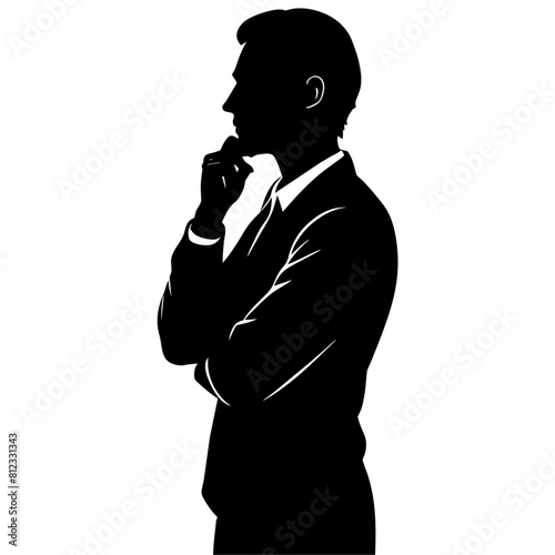 A man look up vector silhouette black colour illustration isolated white background