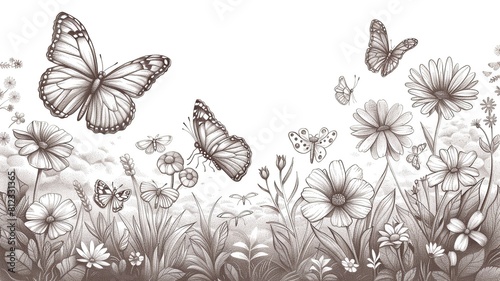 Wallpaper Mural Transport your child to a world of wonder with this enchanting coloring picture. Watch as a group of various butterflies flutter around a sunny meadow, filled with wildflowers  Torontodigital.ca