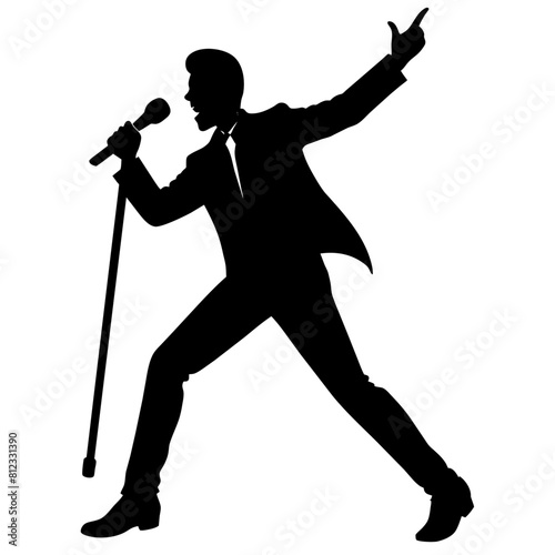 a pop singer dancing in the street with a microphone, showcasing dynamic dance moves and singing passionately