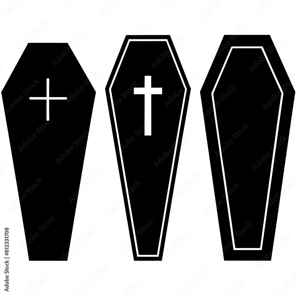 coffin icon vector silhouette, a set of group ,varies style black color silhouette, white background (5) coffin icon vector silhouette, a set of group ,varies style black color silhouette, white background (5)