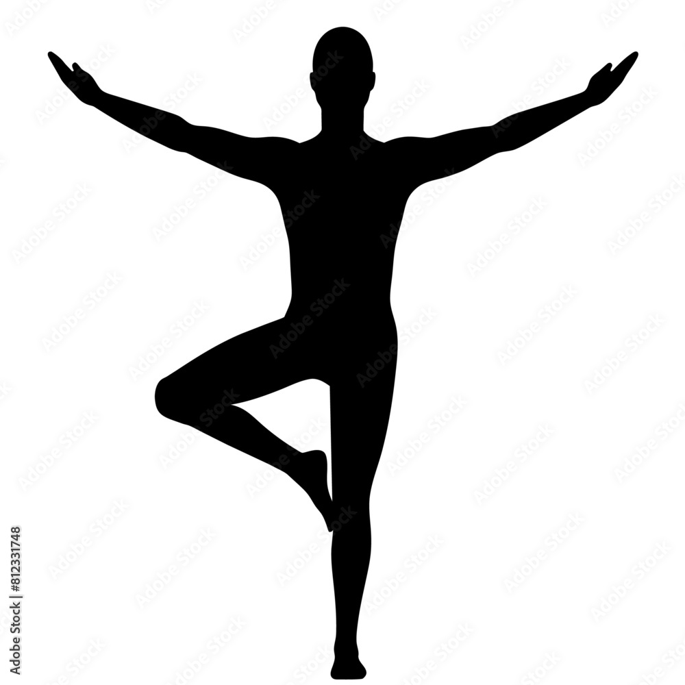 Man stands in the lotus position Doing yoga vector silhouette Man stands in the lotus position Doing yoga vector silhouette