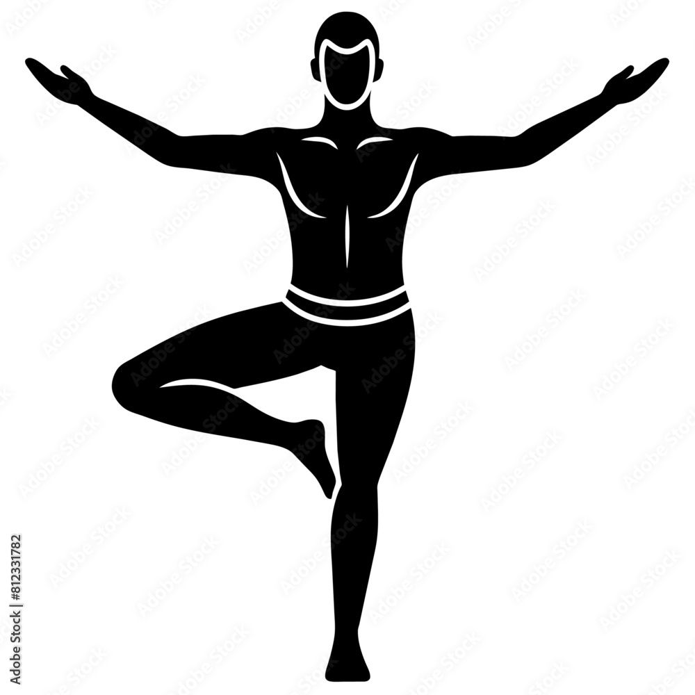 Man stands in the lotus position Doing yoga vector silhouette Man stands in the lotus position Doing yoga vector silhouette