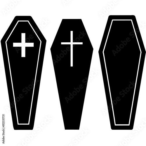 a set of coffin icon vector silhouette black colour silhouette, white background
