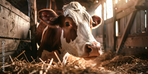 a cow in the barn, generative AI