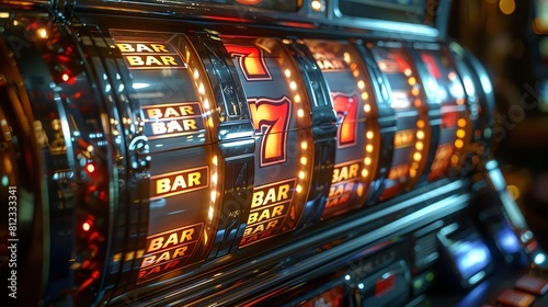 A 3D slot machine with a highpolished stainless steel finish, crystal reels, and interactive digital jackpot displays