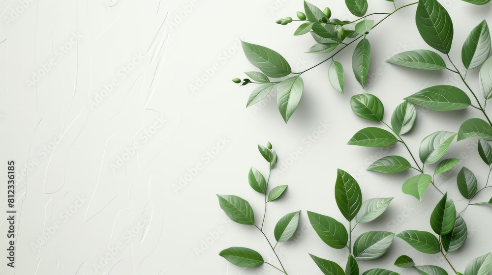 The image shows a close-up of a plant with green leaves on a white background