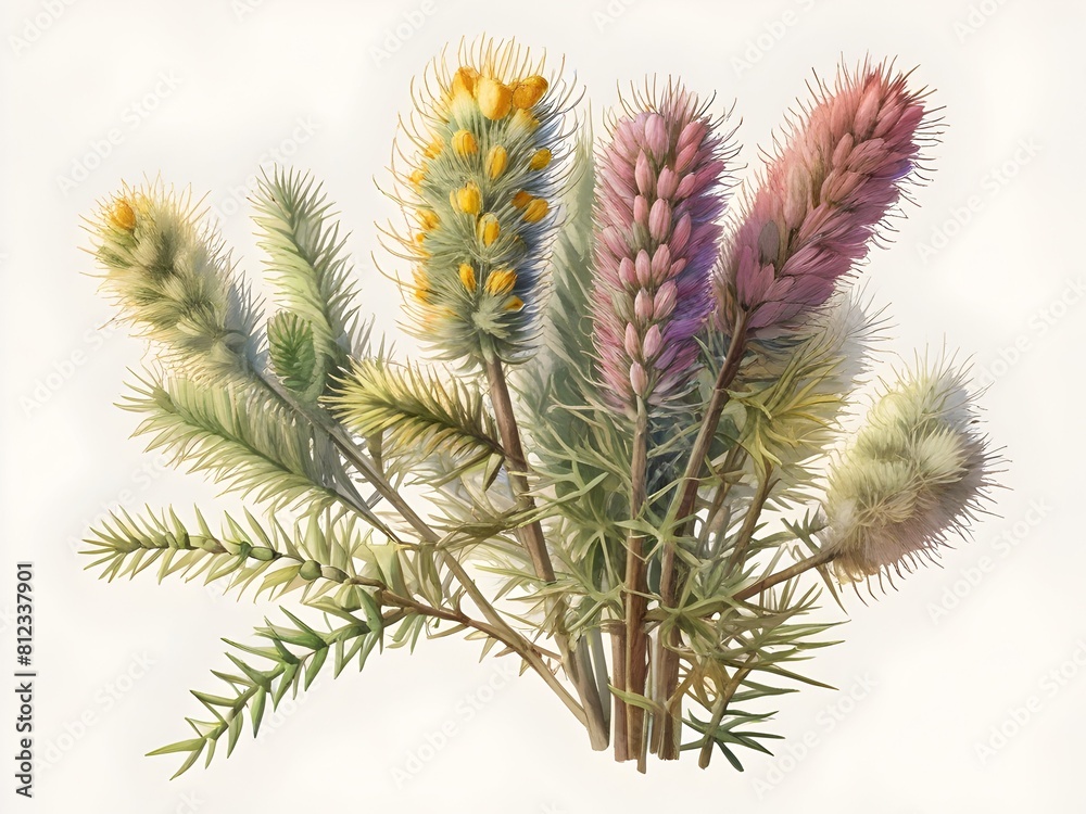 Broom Prickly Flower Watercolor Plant Nature Art Broom Prickly Flower Watercolor Plant Nature Art