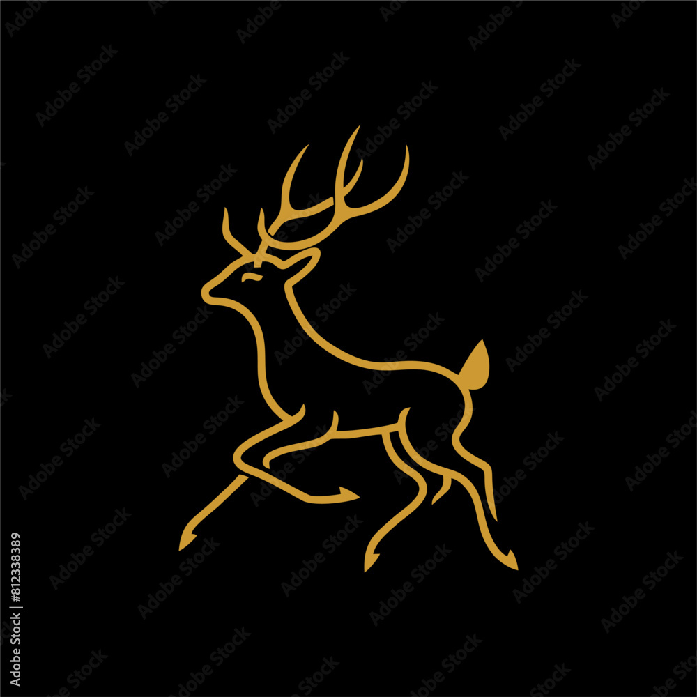 Modern minimalist flat deer animal logo and icon