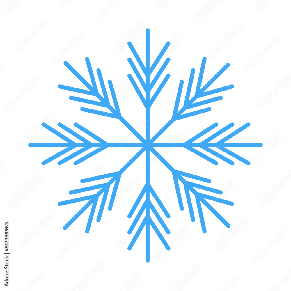 Winter snowflake in trendy monochrome blue in minimalistic style. Isolated winter design element Winter snowflake in trendy monochrome blue in minimalistic style. Isolated winter design element