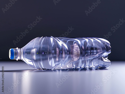 Blue bottle of water on black background