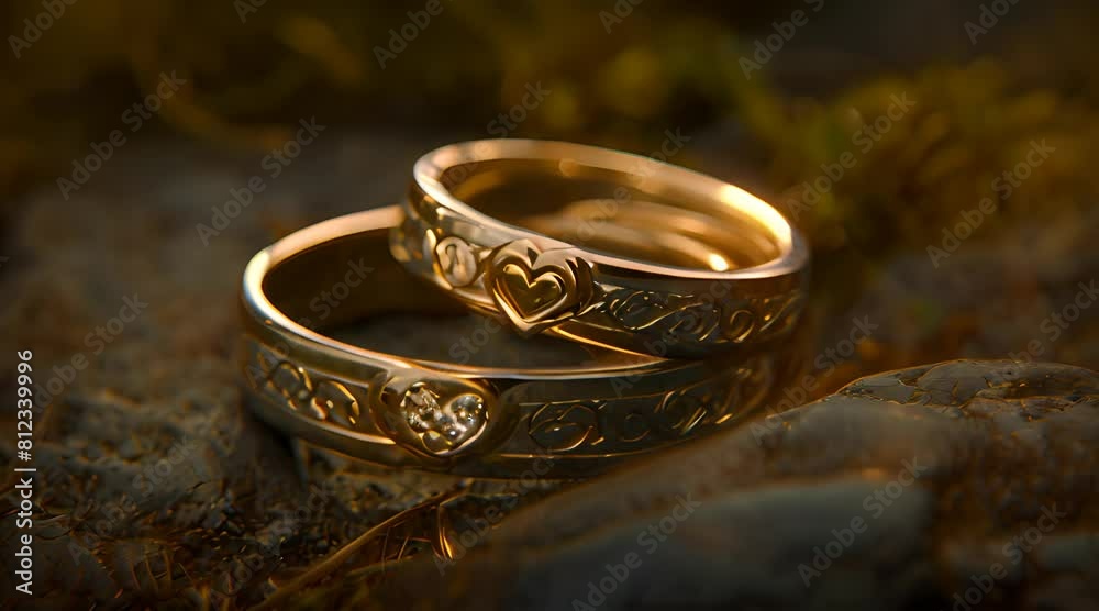 wedding rings on a black background