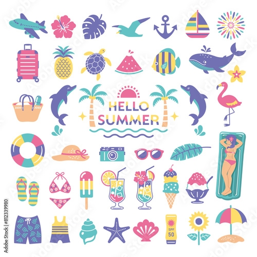 夏の海イラストアイコンセット