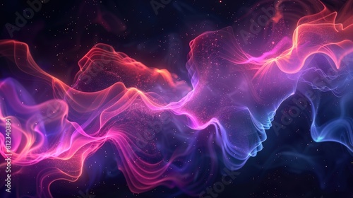 Abstract cosmic waves in neon colors