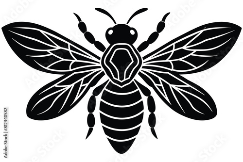 Template for laser cutting, wood carving, paper cut. Silhouettes for cutting. Bee vector © mobarok8888