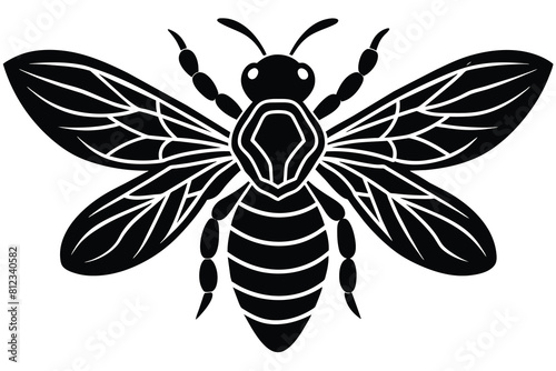 Template for laser cutting, wood carving, paper cut. Silhouettes for cutting. Bee vector