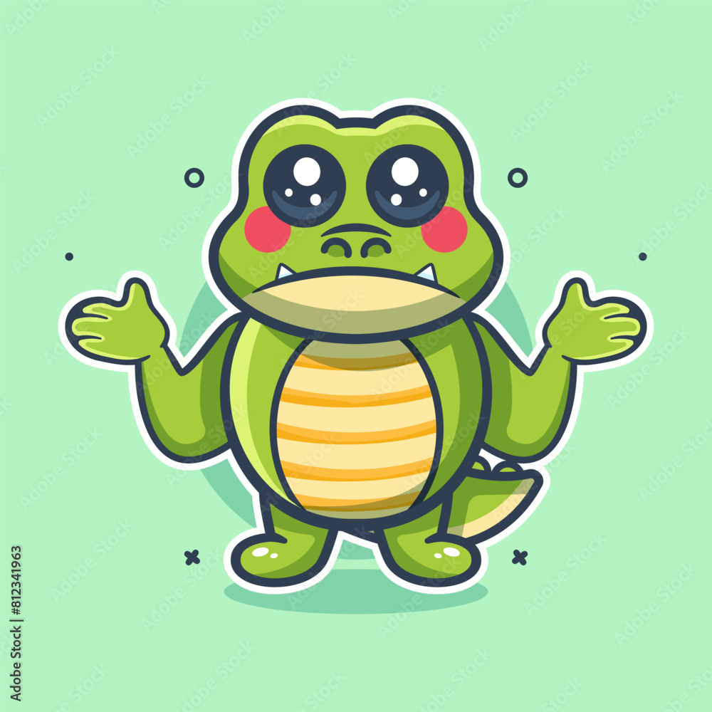 Obraz premium cute crocodile animal character mascot cartoon with confused expression 