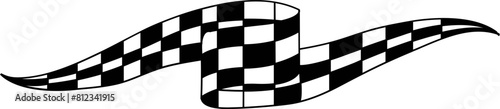 Modern Vector black and white checkered auto racing flags and finishing tape svg  vector	
