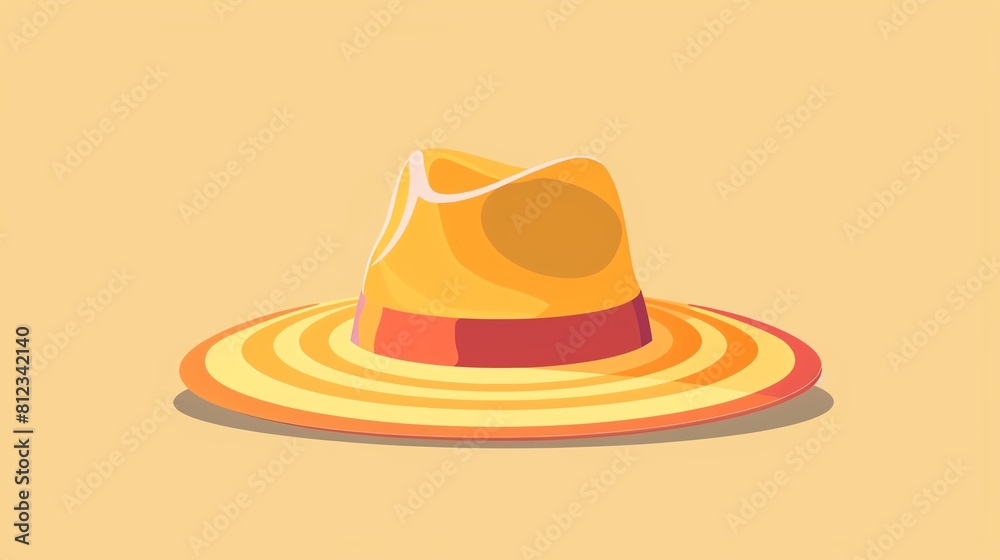 Sun hat fashion flat design front view vacation theme animation Split-complementary color scheme. Sun hat fashion flat design front view vacation theme animation Split-complementary color scheme.