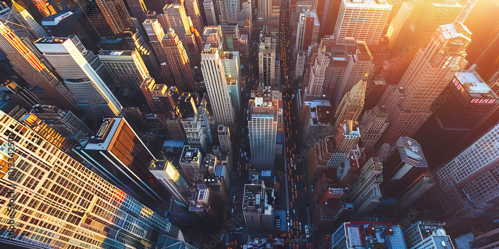 Bustling Metropolis: A wall-to-wall view of a vibrant cityscape, with ...
