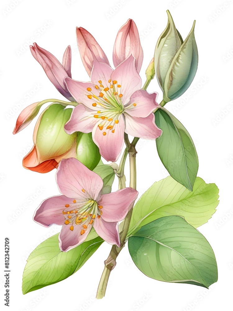 Buckbean Flower Watercolor Plant Nature Art Buckbean Flower Watercolor Plant Nature Art