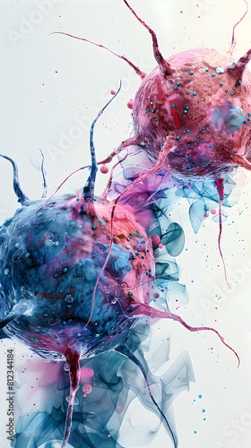 Mesmerizing Watercolor Fusion of Immunotherapy and Radiation Therapy for Enhanced Cancer Treatment Efficacy in Cinematic Photographic Style photo