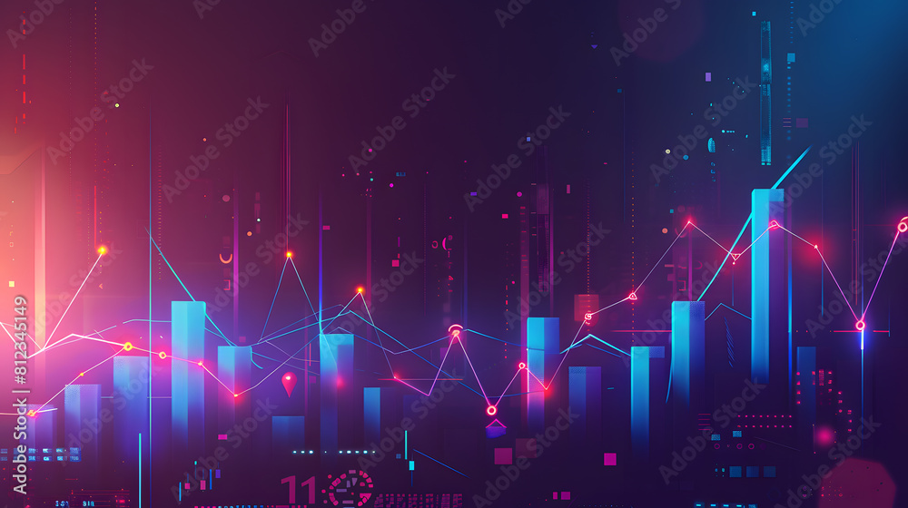 Abstract colorful background with financial charts and graphs. Abstract colorful background with financial charts and graphs.