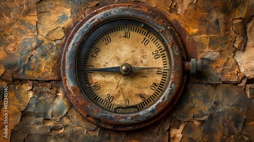 A clock with a red face and black numbers